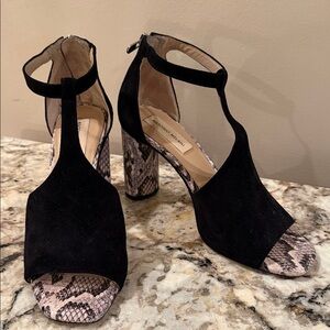 ANTONIO MELANI Black and Snakeskin Heels
